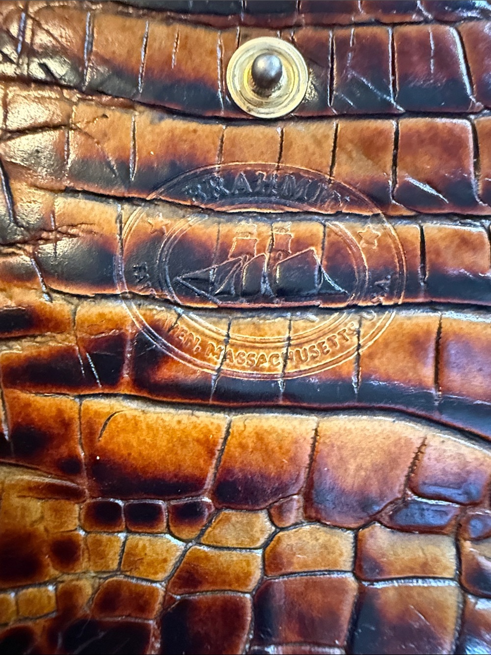 Brahmin Vintage Brown Crocodile Embossed Wallet - Picture 4 of 5